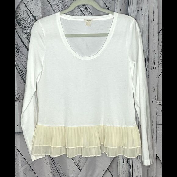 J. Crew Ruffle Hem Peplum Top Cream S - Picture 1 of 7